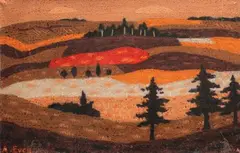 Paysage aux sapins by André Even, Pastel sur papier marouflé sur toile signé en bas à gauche, sold Mar 2019