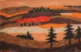 Paysage aux sapins by André Even, Pastel sur papier marouflé sur toile signé en bas à gauche, sold Mar 2019