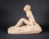 Femme nue au rocher by Demetre Chiparus, Epreuve en terre cuite signée, sold Mar 2019