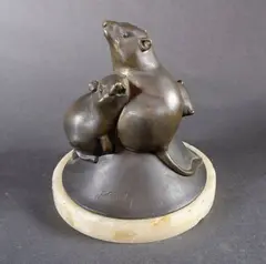 Les mulots by Alexandre Kéléty, Epreuve en bronze à patine brun nuancé, sold Mar 2019