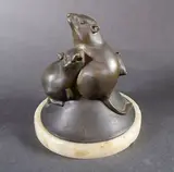 Les mulots by Alexandre Kéléty, Epreuve en bronze à patine brun nuancé, sold Mar 2019
