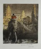 Éléphant devant le temple d'Angkor by Paul Jouve, Lithographie originale en couleur, sold Feb 2019