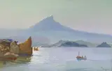 Retour de pêche by Jean-Louis Paguenaud, Gouache signée en bas à droite, sold Feb 2019
