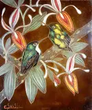 Nitalvas dans les orchidées by Gaston Suisse, Panneau de laque polychrome gravé signé en bas à gauche, sold Feb 2019