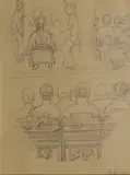 Théâtre chinois by Léa Lafugie, Crayon sur papier signé en bas à droite, sold Feb 2019