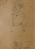 Etude de femme des hauts plateaux by Léa Lafugie, Crayon sur papier signé en bas à droite, sold Feb 2019