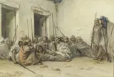 Scène de rue au Maroc by Jean-François Portaels, Aquarelle signée et située en bas à gauche, sold Feb 2019