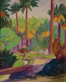 Oasis de Gabes by Léa Lafugie, Gouache sur carton situé et signé, sold Feb 2019