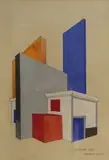 Architecture by Herbert Bayer, 1923, Gouache signée, sold Dec 2018