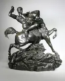 Thésée combattant le centaure Biénor by Antoine-Louis Barye, Epreuve en bronze à patine vert nuancé, sold Nov 2018