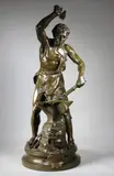 Le forgeron by Adrien Étienne Gaudez, Epreuve en bronze à patine brune, sold Nov 2018