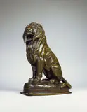 Lion assis by Antoine-Louis Barye, Epreuve en bronze à patine brune, sold Nov 2018