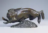 Lièvre en fuite by J. de Montbel, Epreuve en bronze à patine brun nuancé, sold Nov 2018