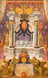 Monument funéraire de Gaston de Foix by Pierre Paul Sevin, Plume et encre brune, gouache et or sur vélin collé sur panneau, sold Oct 2018