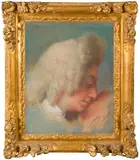 Charles Albert Prince électeur de Bavière, baisant la main de son père by Joseph Vivien, vers 1726, Pastel sur papier bleu, sold Oct 2018