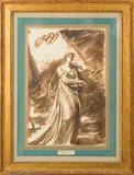Figure féminine drapée portant une urne ou un objet, Lady Hamilton étant le modèle présumé by George Romney, Plume et encre brune, lavis brun, sur traits de crayon noir, sold Oct 2018