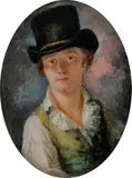 Autoportrait au chapeau by Lié Louis Périn-Salbreux, Gouache, sold Oct 2018