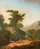 Le rendez-vous de chasse by Bernard-Édouard Swebach, Panneau, sold Oct 2018