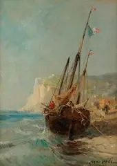 Marine by Jules Achille Noël, Panneau, sold Oct 2018