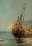 Marine by Jules Achille Noël, Panneau, sold Oct 2018