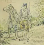 Scène de chasse humoristique by Georges Tiret-Bognet, Aquarelle signée en bas à droite, sold Jun 2018