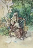 Femme à l'éventail by Manuel García Hispaleto, Aquarelle signée en bas à gauche, sold Jun 2018