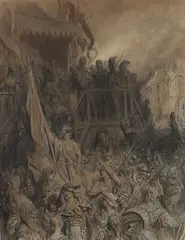 Enrôlement des volontaires en 93 by Gustave Doré, Encre avec quelques réhauts à la gouache signée en bas à gauche, sold Dec 2025