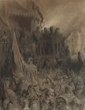 Enrôlement des volontaires en 93 by Gustave Doré, Encre avec quelques réhauts à la gouache signée en bas à gauche, sold Dec 2025