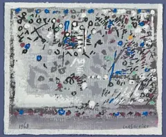 COMPOSITION FLORALE EN GRIS by Manuel Cargaleiro, Gouache sur papier signé en bas à droite et daté en bas à gauche, sold May 2012