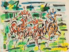 LES JOUEURS DE POLO by Gen Paul, Aquarelle sur papier signé en bas à droite, sold May 2012