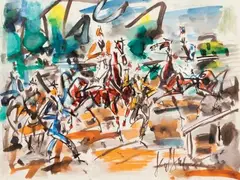COURSE DE CHEVAUX by Gen Paul, Aquarelle sur papier signé en bas à droite, sold May 2012