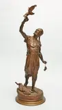 Le fauconnier à pied by Pierre-Jules Mêne, Épreuve en bronze, fonte d'édition ancienne à patine brune, sold Dec 2011