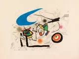 PYGMÉES SOUS LA LUNE by Joan Miró, Eau-forte et aquatinte, épreuve d'édition en couleurs, carborundum, sold Nov 2011