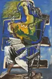 LA LISEUSE EN BLEUE by Ossip Zadkine, Gouache sur papier signé et daté, sold Jul 2011