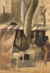 LE MARCHÉ DE MONTPARNASSE » 1925 by Alfréd Réth, 1925, Aquarelle et crayon sur papier, sold Jul 2011