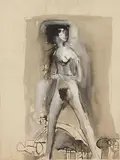 NU DEBOUT » 1948 by Jean-Robert Ipoustéguy, Encre et gouache sur papier signée, sold Jul 2011