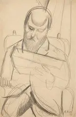 LA LECTURE by Alfréd Réth, Crayon sur papier, sold Jul 2011