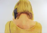 Femme au téléphone de dos by Mari Orelli, Crayon de couleurs, sold Jan 2026
