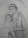 Mère et fille by Jean Coraboeuf, Crayon sur papier, sold Jan 2026