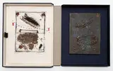 Portrait de femme. Livre-objet sous emboîtage toilé contenant sur sa partie droite une plaque en bronze (17,5 x 23 cm) et sur sa partie gauche une eau-forte rep by James Coignard, Gravure sur papier Moulin de Larroque tirée dans l'atelier de l'artiste et sculpture Guyot, sold Dec 2025