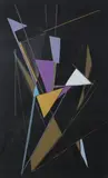 Composition abstraite orange, violet, noir by Simone Colombier, Gouache sur papier, sold Dec 2025