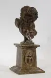 Femme en buste sur socle au scarabée by Michel Levy, Bronze, sold Dec 2025