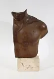 Asclépios by Igor Mitoraj, Épreuve en bronze à patine marron sur socle en travertin, sold Dec 2025