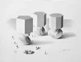 Trois têtes polygonales avec personnages et voiture by Sacha Sosno, 2010, Lithographie signée et datée en bas à droite, sold Dec 2025