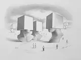 Cinq têtes carrées avec personnages by Sacha Sosno, 2007, Lithographie signée et datée en bas à droite, sold Dec 2025
