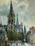 Saint Horloge de Rouen by Pierre Le Trividic, Aquarelle, sold Dec 2025