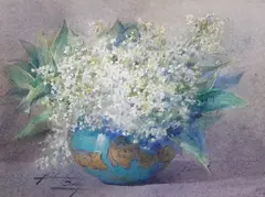 Bouquet de muguet by Blanche Odin, Aquarelle, sold Nov 2025