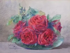Bouquet de roses by Blanche Odin, Aquarelle, sold Nov 2025