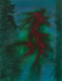 Forest: Green and Red by Donald Jarvis, 1996, acrylic on canvas, sold Mar 2024