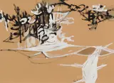 Ghosts of the Forest #6 (Interior Landscape) by Takao Tanabe, 1958, casein on paper, sold Mar 2024